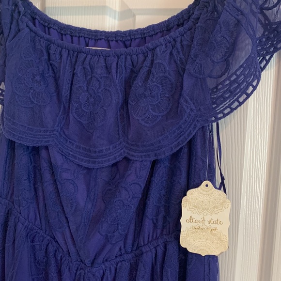 💠NWT Lace overlay Alter’d State romper - royal/purple - Picture 5 of 7